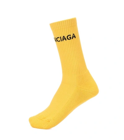Shop Balenciaga Cotton-blend Socks In Yellow