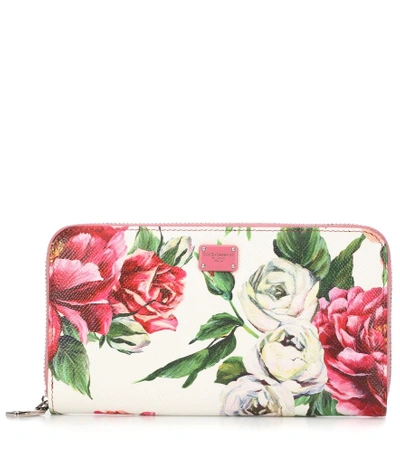 Shop Dolce & Gabbana Rose Leather Zip Wallet In Multicoloured