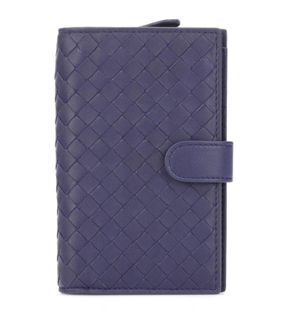 Shop Bottega Veneta Intrecciato Leather Wallet In Blue