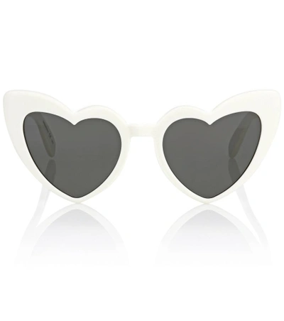 Shop Saint Laurent New Wave 181 Loulou Sunglasses In White