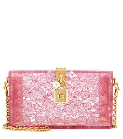 Shop Dolce & Gabbana Dolce Box Lace Clutch In Pink