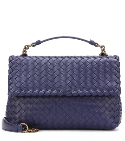 Shop Bottega Veneta Small Olimpia Leather Shoulder Bag In Blue