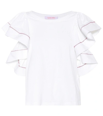 Shop See By Chloé Ruffled Cotton Top In White