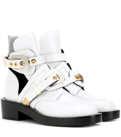 Balenciaga Ceinture Leather Cut-out Boots In White | ModeSens