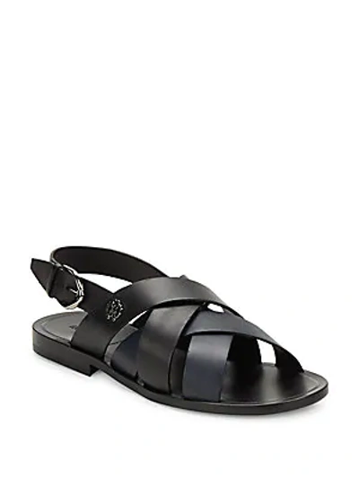 Shop Roberto Cavalli Leather Gladiator Sandals In Black
