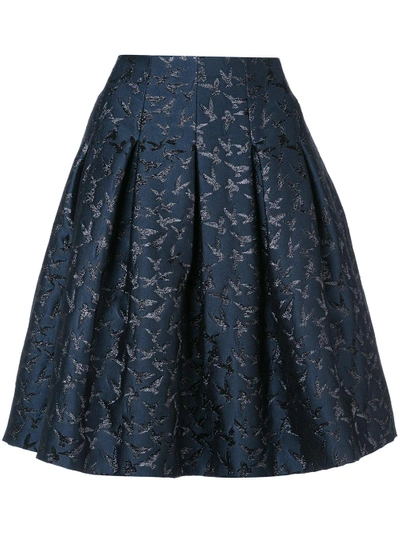 Shop Oscar De La Renta Embroidered Bird Skirt - Blue