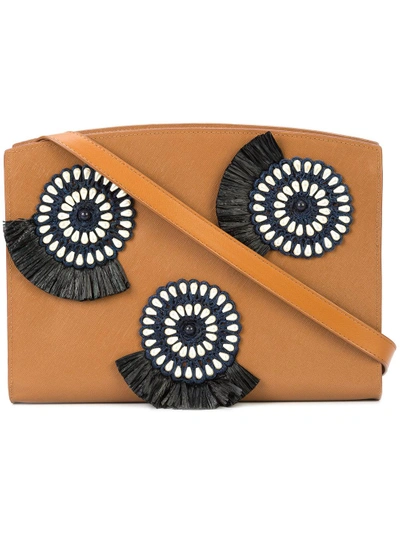 Shop Lizzie Fortunato Jewels Pinwheel Embroidered Shoulder Bag - Brown