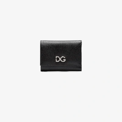 Shop Dolce & Gabbana Diamante Dg Logo Wallet In Black