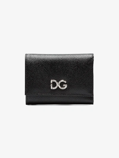 Shop Dolce & Gabbana Diamante Dg Logo Wallet In Black