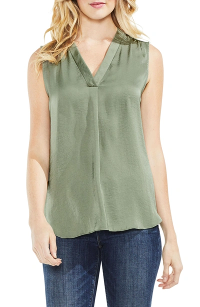 Shop Vince Camuto Rumpled Satin Blouse In Camo Green