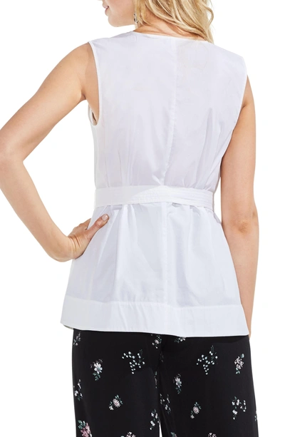 Shop Vince Camuto Belted Poplin Blouse In Ultra White