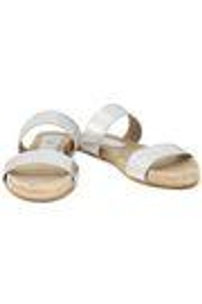 Shop Iris & Ink Jonah Metallic Leather Espadrille Sandals In Silver