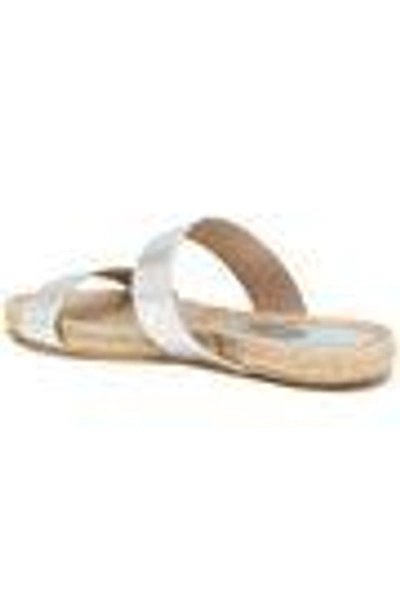 Shop Iris & Ink Jonah Metallic Leather Espadrille Sandals In Silver