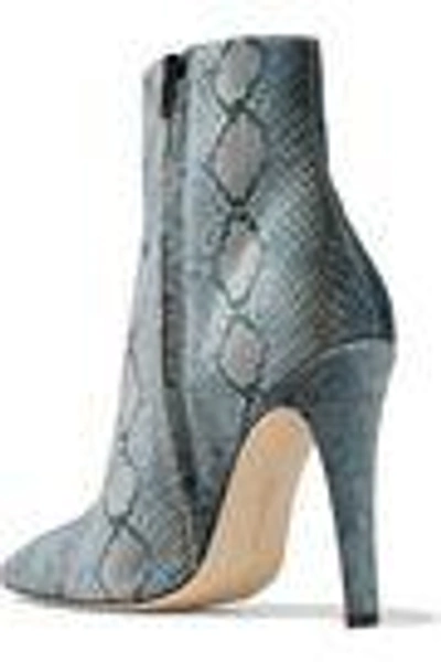 Shop Alexa Chung Snake-print Velvet Ankle Boots In Gray