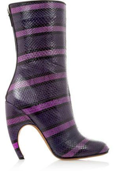 Shop Givenchy Patchwork Watersnake And Eel Ankle Boots In Purple
