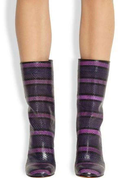 Shop Givenchy Patchwork Watersnake And Eel Ankle Boots In Purple