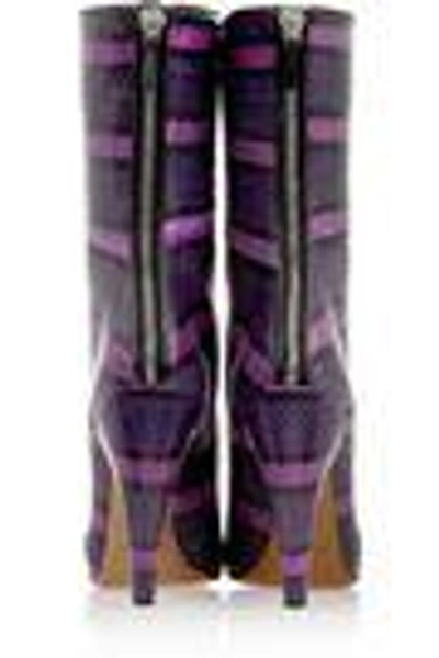 Shop Givenchy Patchwork Watersnake And Eel Ankle Boots In Purple