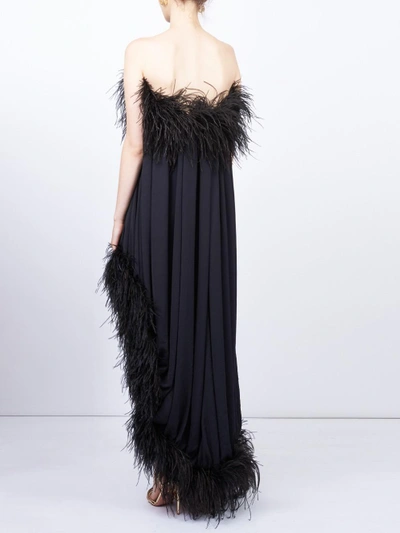 Shop Saint Laurent Black Ostrich Feather Dress