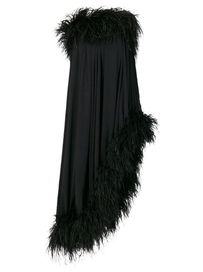 Shop Saint Laurent Black Ostrich Feather Dress