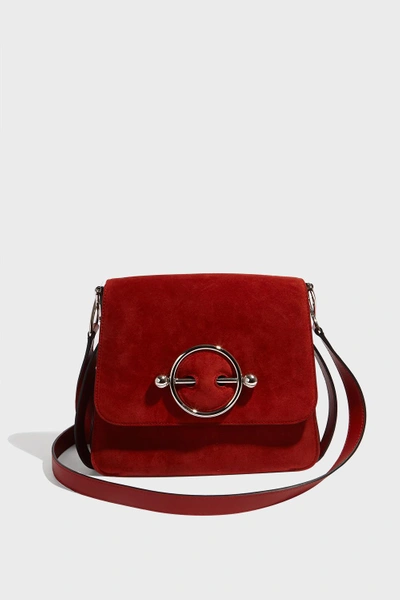 Shop Jw Anderson Disc Suede And Leather Shoulder Bag In Red