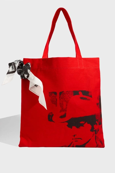 Shop Calvin Klein 205w39nyc X Andy Warhol Foundation Printed Canvas Tote In Red