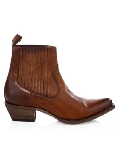 Shop Frye Sacha Western Leather Ankle Boots In Cognac