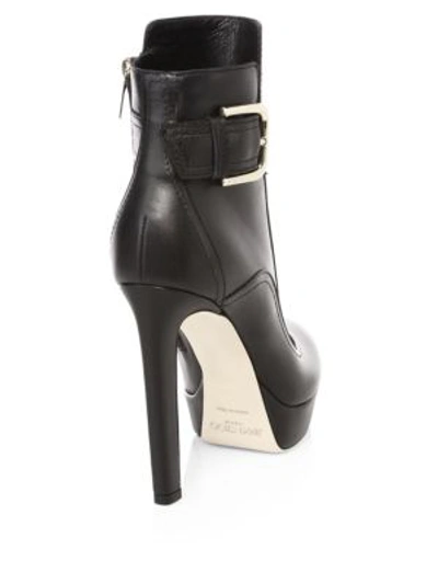 Shop Jimmy Choo Britney Platform Leather Ankle Boots In Black Gold