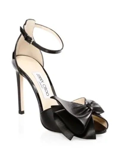 Shop Jimmy Choo Karlotta Peep Toe Heels In Black