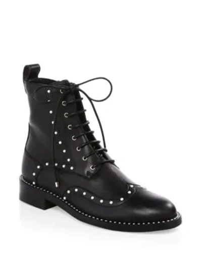 Shop Jimmy Choo Hanah Studded Oxford Boots In Black White