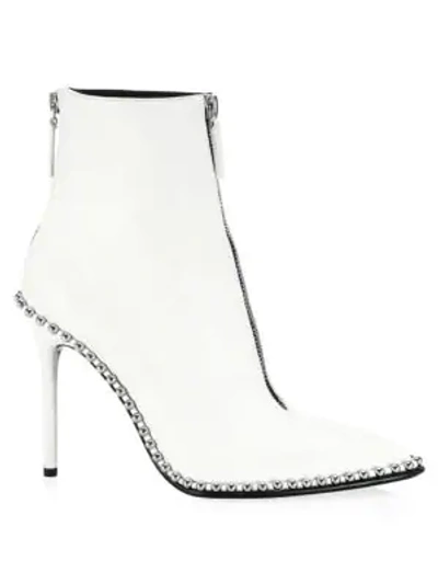 Shop Alexander Wang Eri Studded Leather Ankle Boots In White