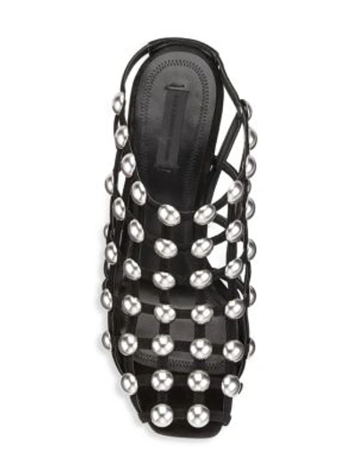 Shop Alexander Wang Sadie Studded Slip-on Suede Sandals In Black