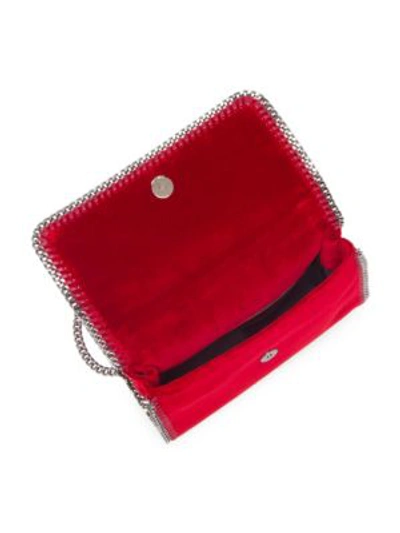 Shop Stella Mccartney Falabella Velvet Shoulder Bag In Red