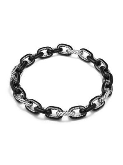 Shop David Yurman Madison Chain Enamel Sterling Silver Necklace In Black