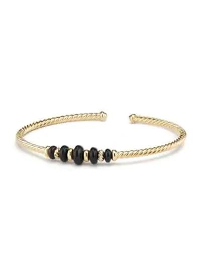 Shop David Yurman Rio Rondelle Gemstone & 18k Yellow Gold Cabled Cuff Bracelet Bracelet In Black Onyx