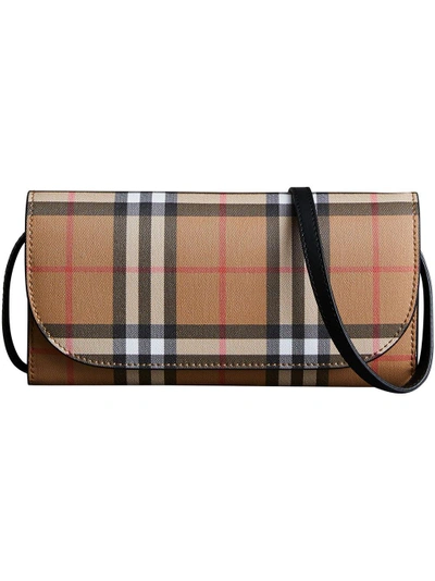 Burberry vintage check and leather wallet with detachable strap online