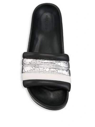 Shop Isabel Marant Hellea Leather Slides In Silver