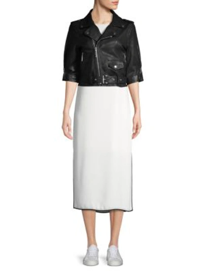 Shop Escada Sport Lailly Cropped Leather Moto Jacket In Black
