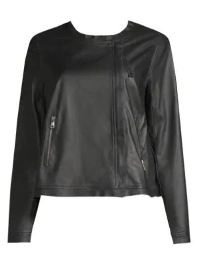 Shop Weekend Max Mara Leather Jacket In Black