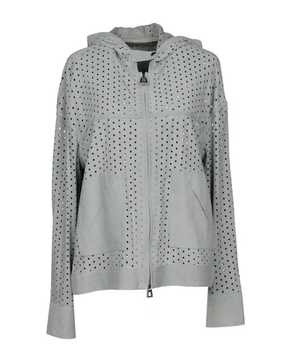 Shop Diego M Leather Jacket In Grey