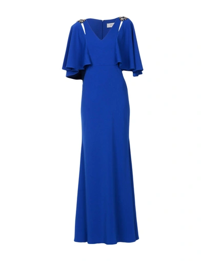 Shop Badgley Mischka Long Dress In Bright Blue