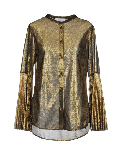 Shop Aglini Solid Color Shirts & Blouses In Gold