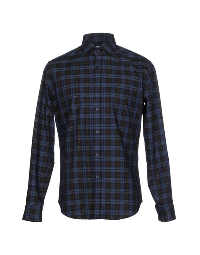 Shop Alessandro Gherardi Man Shirt Slate Blue Size 16 Cotton, Polyester