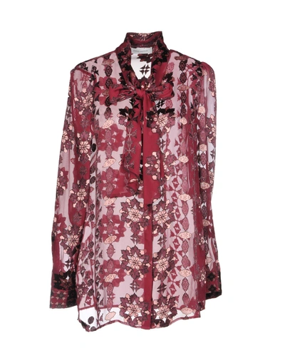 Shop Pierre Balmain Floral Shirts & Blouses In Maroon