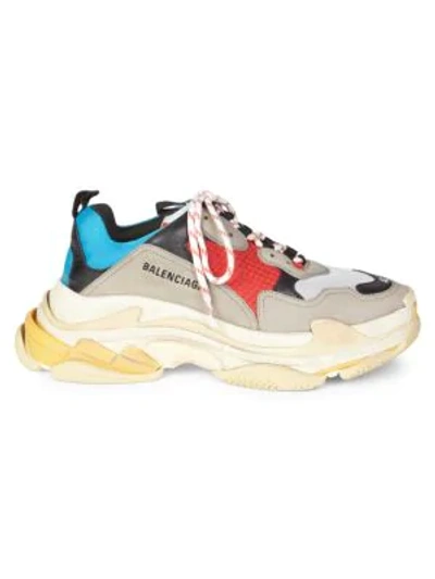 Shop Balenciaga Triple S Sneakers In Blue Grey