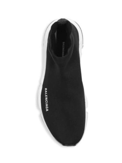 Shop Balenciaga Speed Allover Logo Lace-up Trainers In Black White