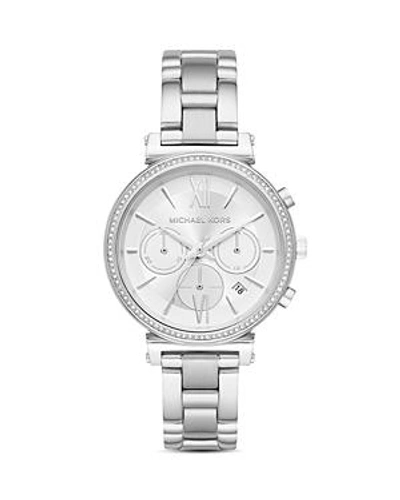 Shop Michael Kors Sofie Watch, 39mm X 47mm In White/silver