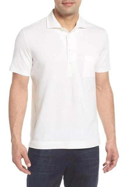 Shop Luciano Barbera Slim Fit Solid Polo Shirt In Cream