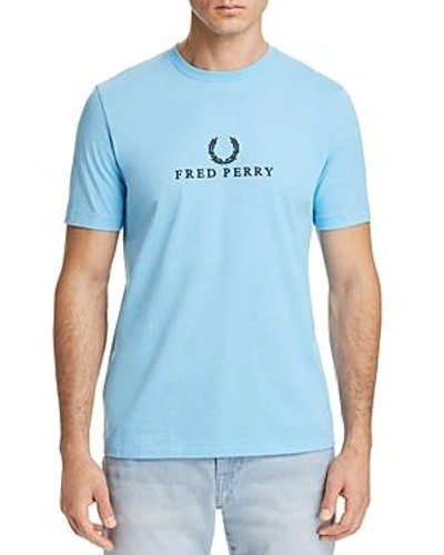 Shop Fred Perry Embroidered Logo Tee In Alaskan Blue