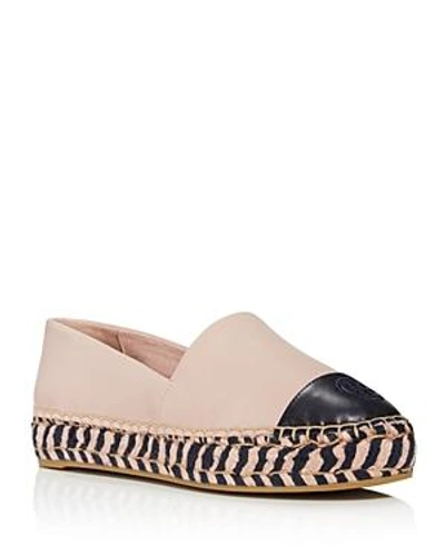 Shop Tory Burch Women's Leather Color-block Platform Espadrilles In Pink/perfect Navy