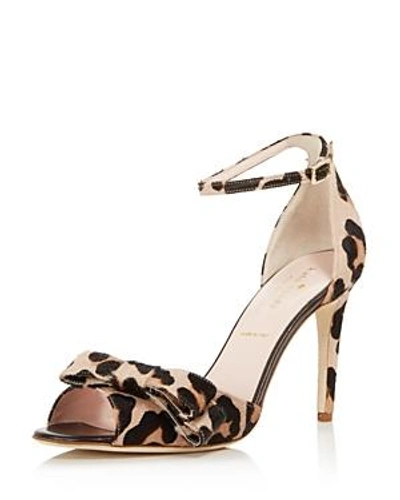 Shop Kate Spade New York Women's Ismay Leopard Print Calf Hair High-heel Bow Sandals In Blush/leopard